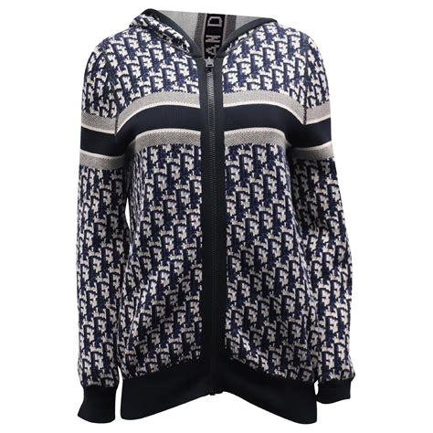 dior oblique motif sweater|Dior Oblique Motif Hooded Cardigan in Blue Cotton .